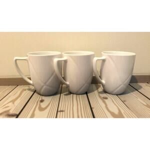 Lenox Vibe White Coffee Mugs With Handles Set of 3 Porcelain Microwave Safe EUC!